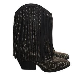 Women's Soda Black Glitter Ankle Boots Size 6